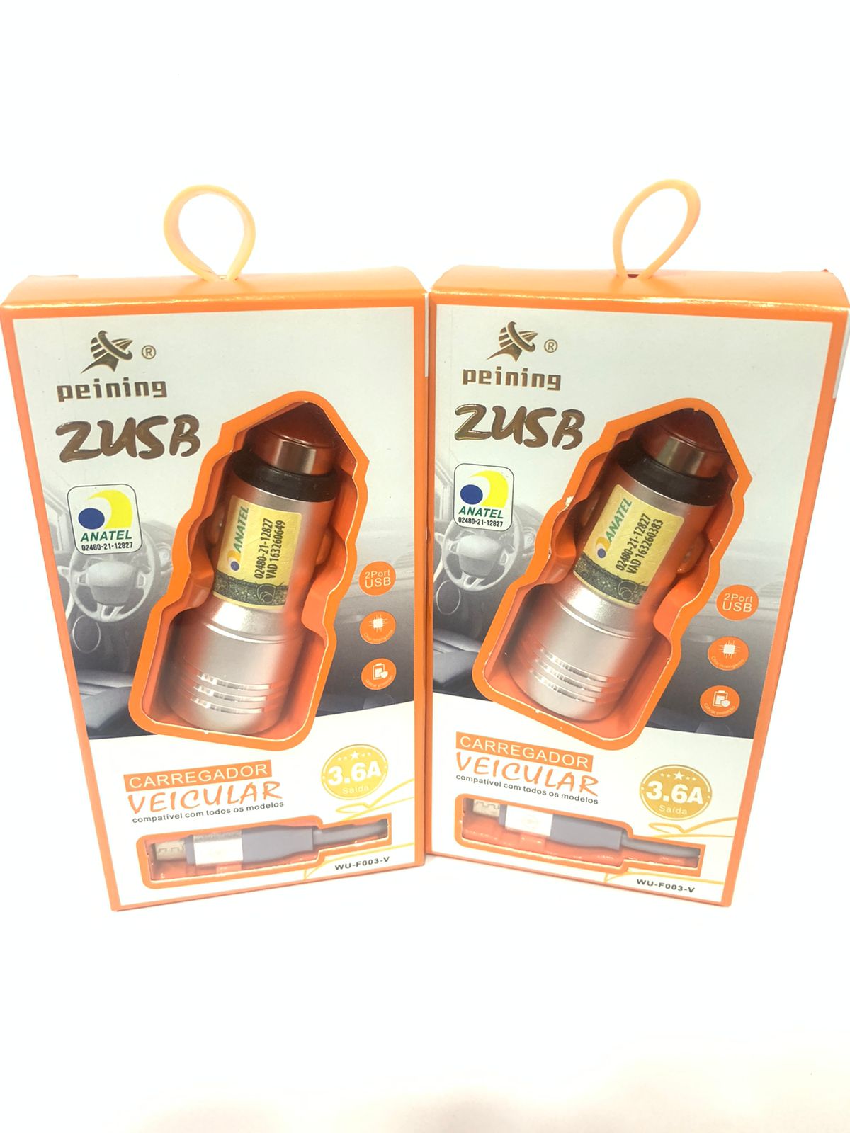 Carregador Veicular V8 Micro USB Anatel Peining 3.6 WU-F003