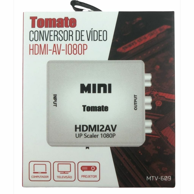 Conversor Adaptador de Vídeo HDMI para AV RCA 1080P Tomate MTV-609