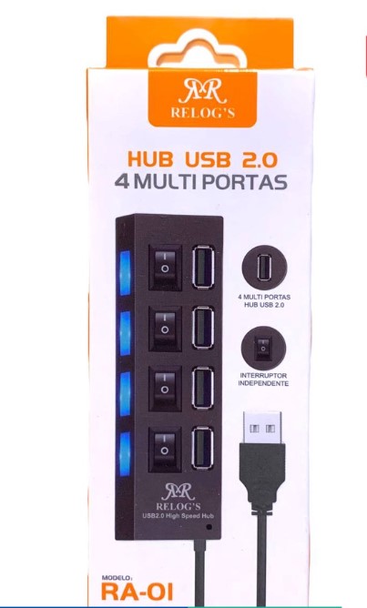 Hub USB 2.0 4 multi portas Relog's RA-01